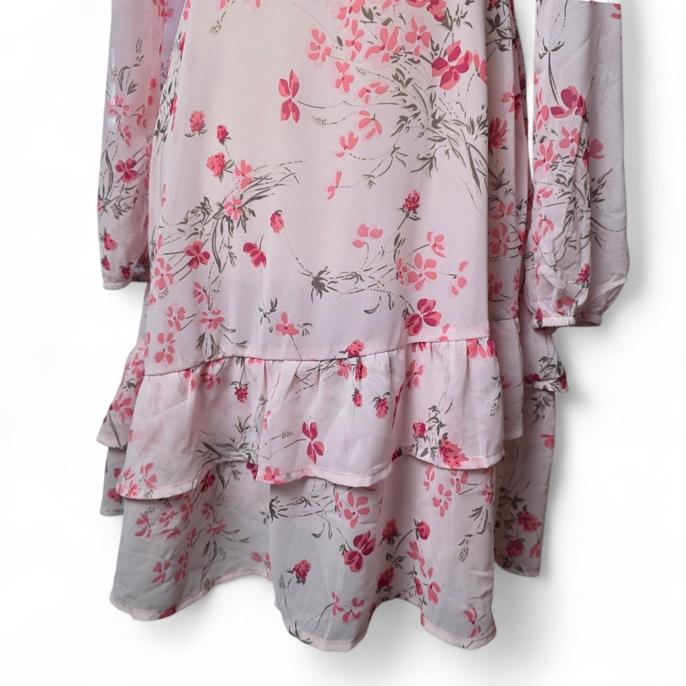 Allegra K Pink Floral Long Sleeve Dress - Picture 6 of 13